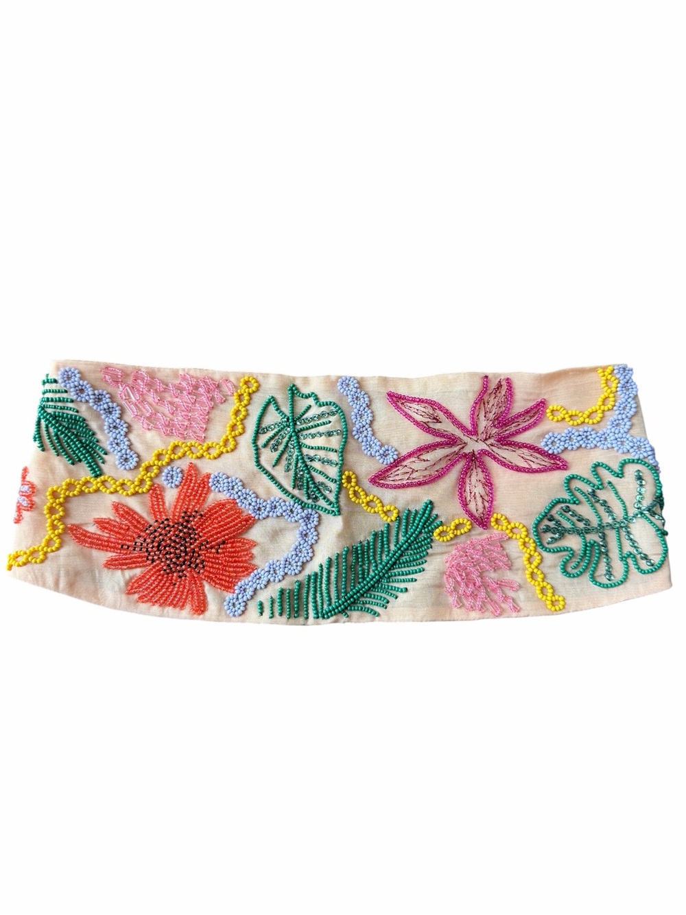 Mignonne Gavigan New York Peach Beaded Floral Headband Boho Luxe Hair Accessory